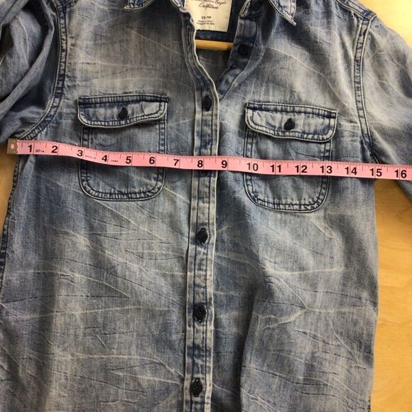 American eagle outfitters jeans button down shirt BLUE denim XS 100% cotton AEO - Picture 5 of 9